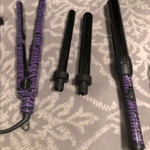 NuMe straightener and curling wand with three wands.
